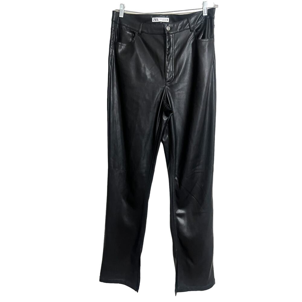 ZARA Faux Leather Spilt Ankle Pants 10